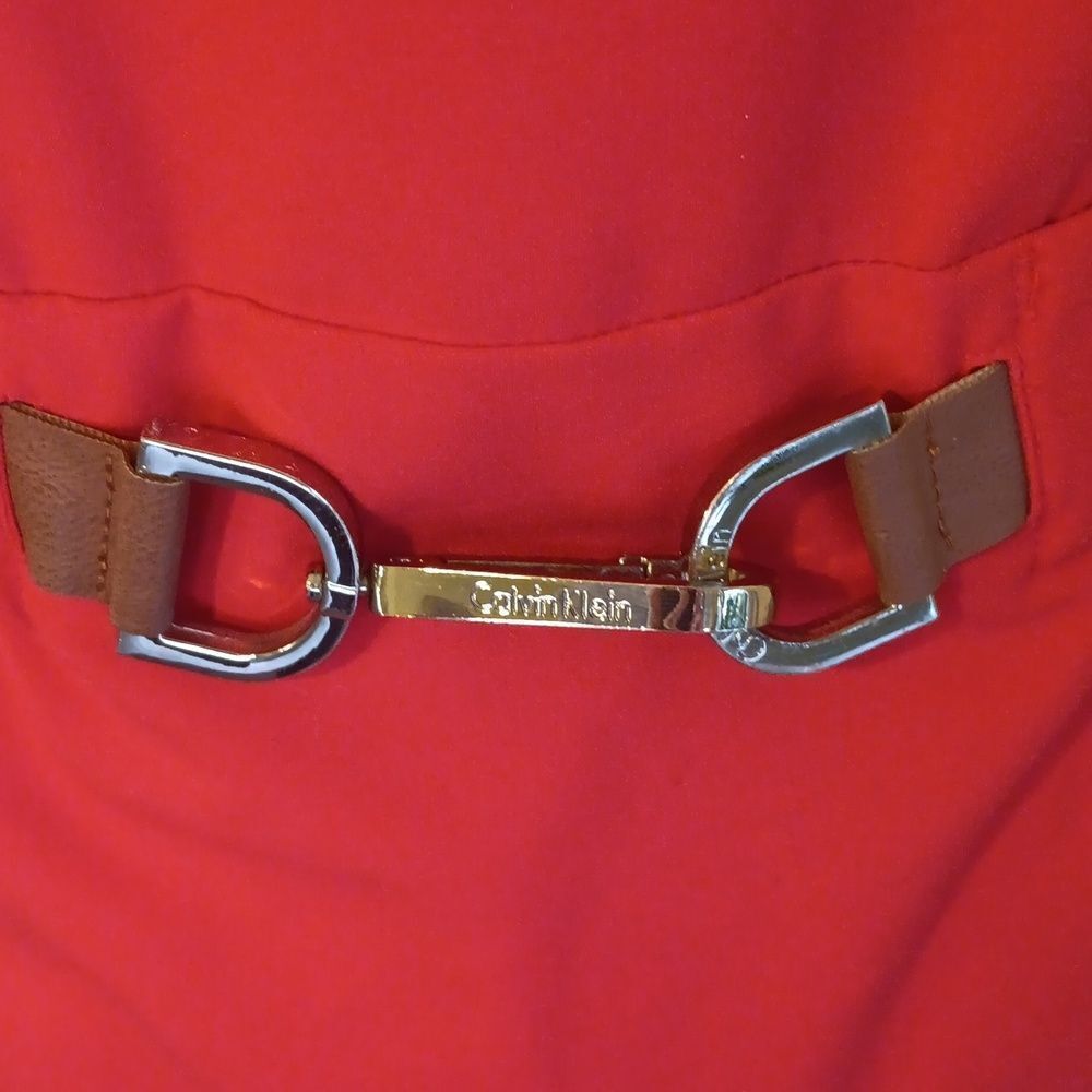 Calvin Klein Red Dress With Hardware. - Picture 4 of 9